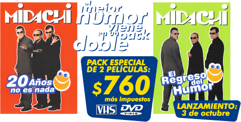 PACK ESPECIAL DE 2 PEL�CULAS: $ 760 m�s impuestos